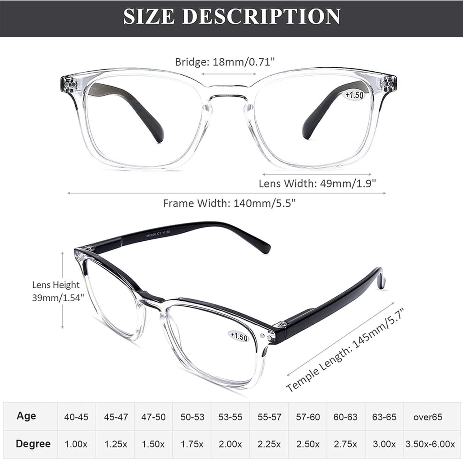 4 Pack Computer Reading Glasses Blue Light Filter Clear Frames Readers Glasses for Men Women