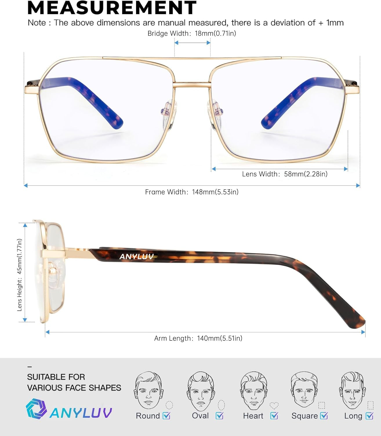 Blue Light Glasses Men/Women, Blue Light Blocking Glasses, Computer Screen Blocker Eyes Protection Glasses