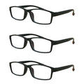 3 Packs Mens Womens Rectangle Reading Glasses Blue Light Blocking Readers +1.50