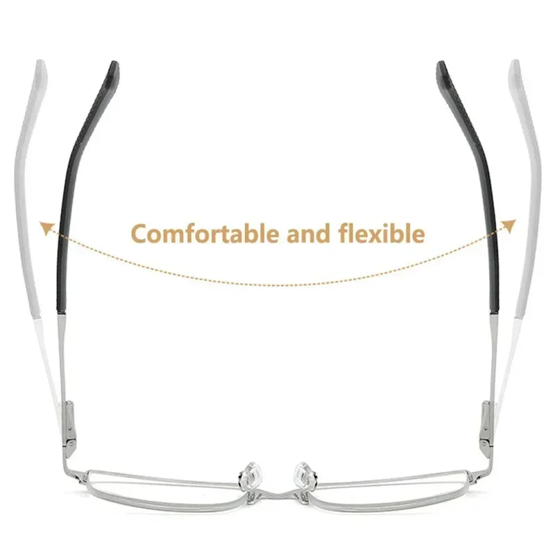 Men Reading Glasses Business Presbyopia Glasses Metal Frame anti Blue Light Eyeglasses Unisex Clear Glasses