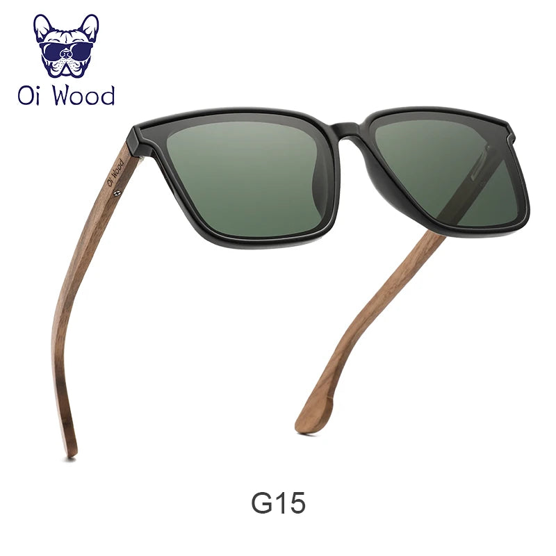 Men Women Square Sunglasses Wooden Eyeglasses Polarized Blue Lenses Mens Glasses Luxury Eyewear