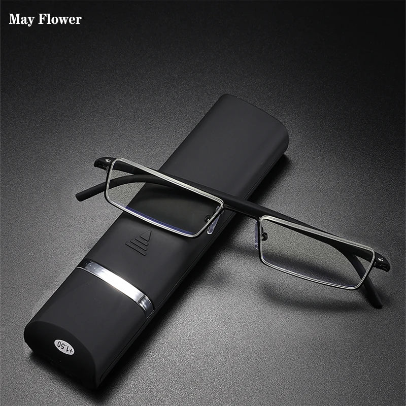 TR90 Presbyopic Glasses Man Blue Light Reading Glasses Men Metal Square Glasses for Sight plus Lenses +1.75+2.25+2.75