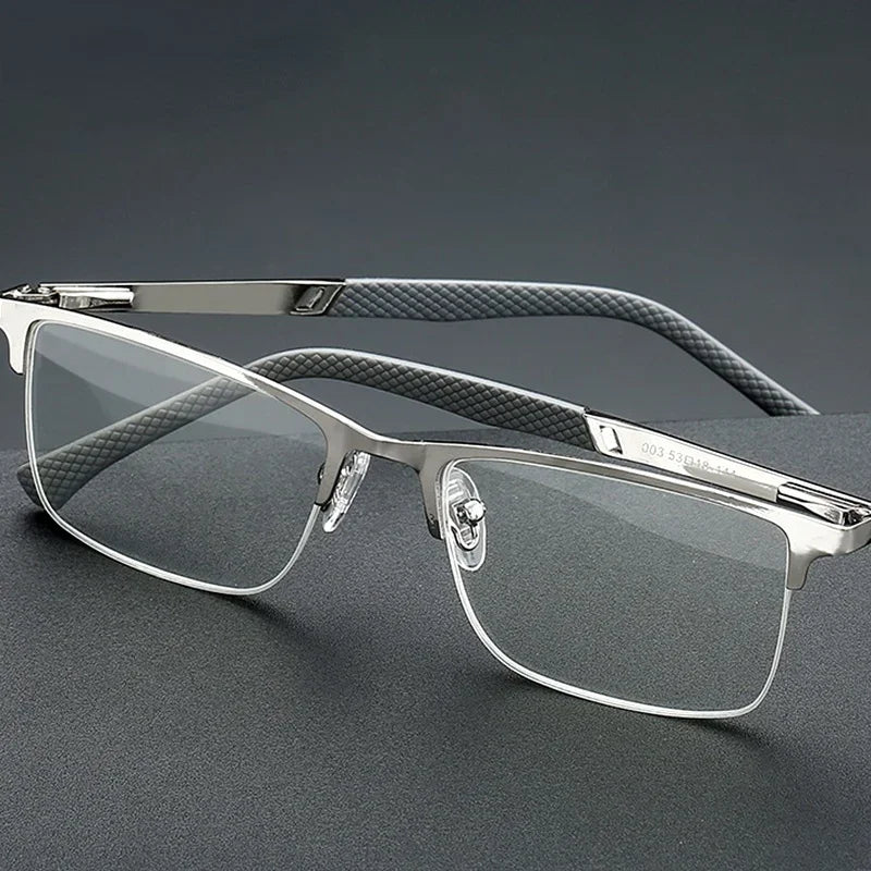 Men Reading Glasses Business Presbyopia Glasses Metal Frame anti Blue Light Eyeglasses Unisex Clear Glasses