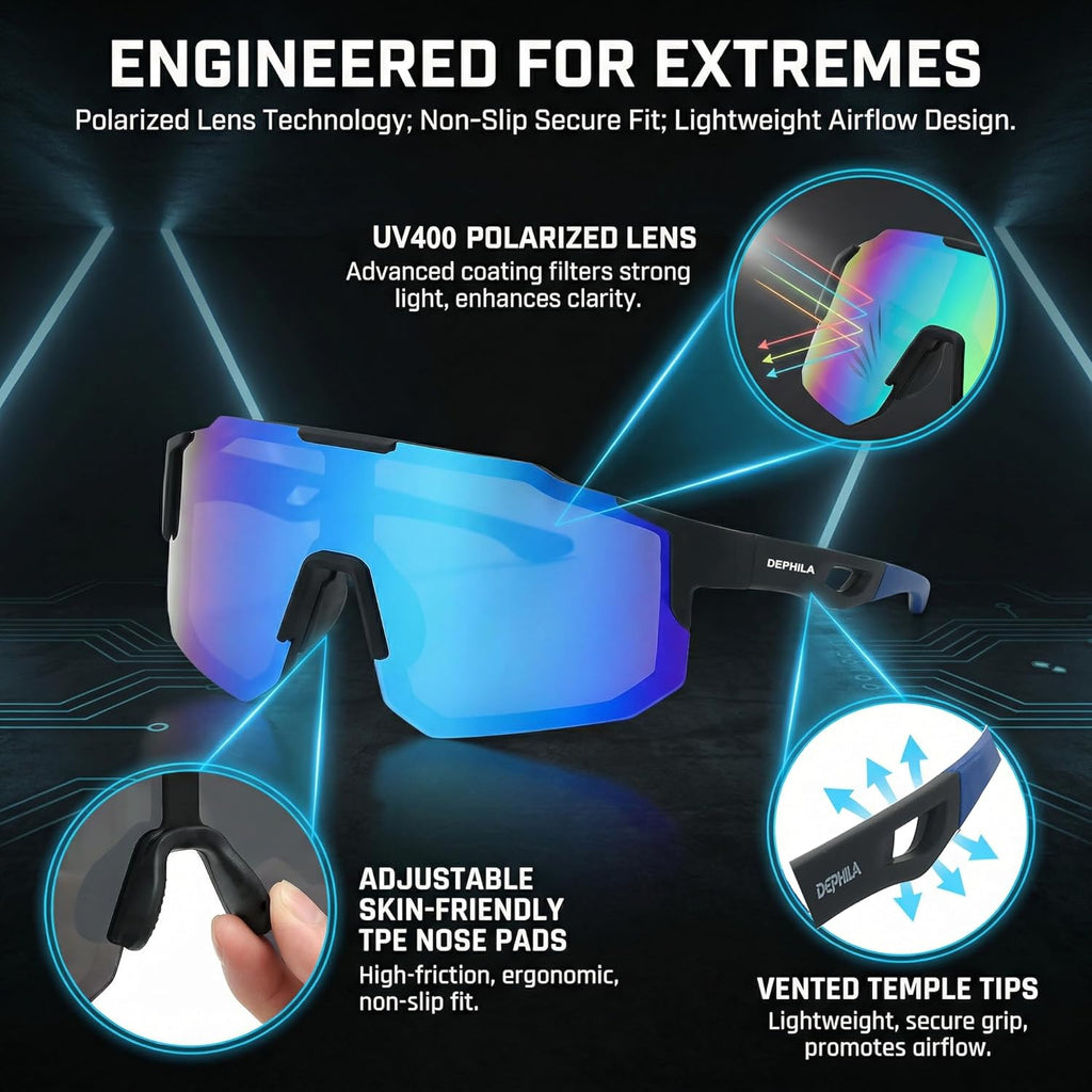 Polarized Sports Sunglasses for Men Women, Sunglasses for Teens Baseball, Biking, Cycling with UV400 Protection