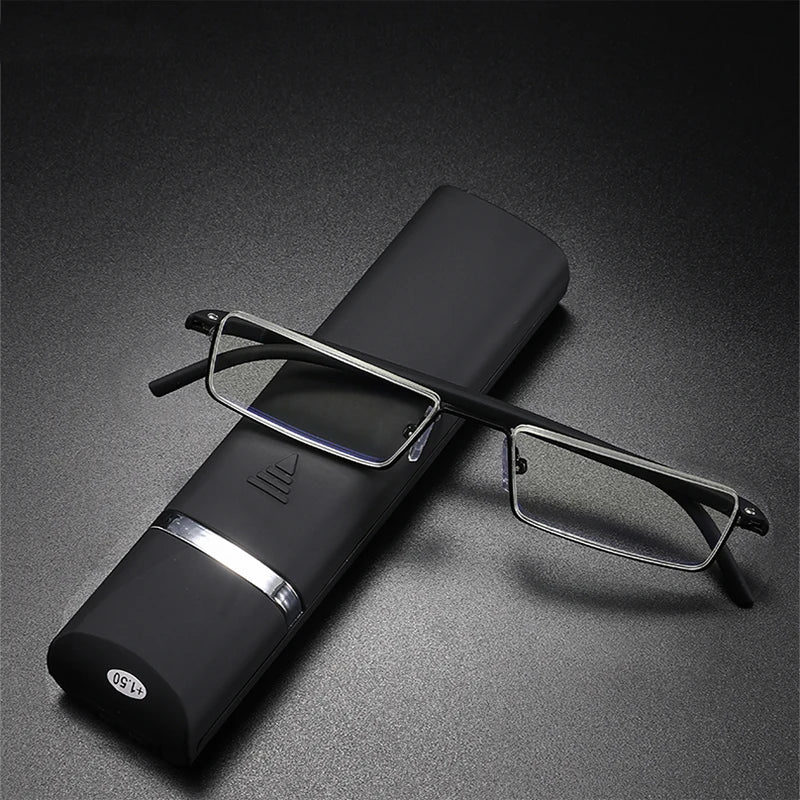 TR90 Presbyopic Glasses Man Blue Light Reading Glasses Men Metal Square Glasses for Sight plus Lenses +1.75+2.25+2.75