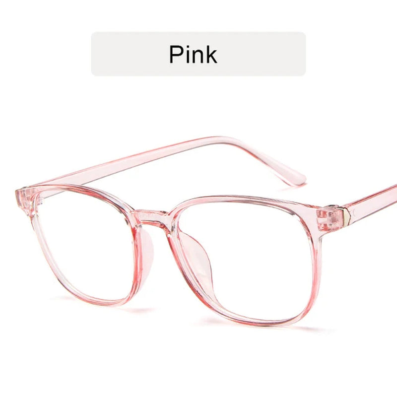 RMM Retro Mens Glasses Frame Fashion Computer Eyeglasses Frame Women Anti-Blue Light Transparent Clear Pink Plastic Glasses