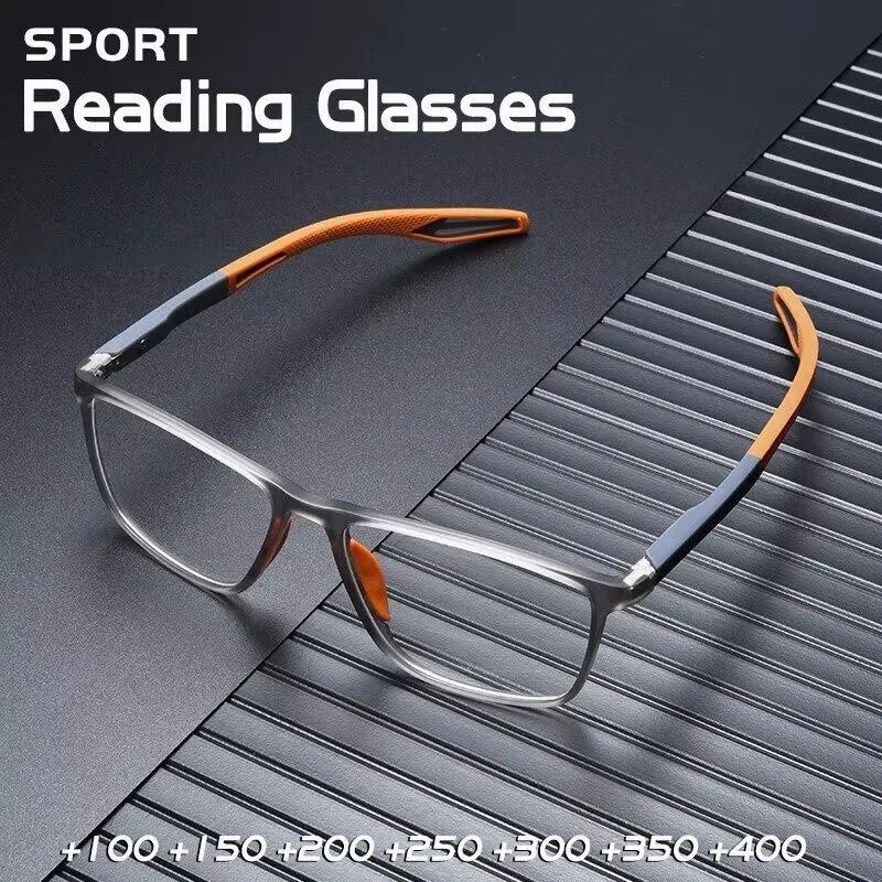 Fashion TR90 Reading Glasses for Men Spring Leg Sports Presbyopia Glasses anti Blue Light Glasses +100 ~+400