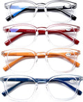 4 Pack Computer Reading Glasses Blue Light Filter Clear Frames Readers Glasses for Men Women