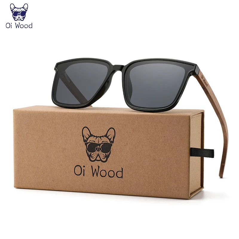 Men Women Square Sunglasses Wooden Eyeglasses Polarized Blue Lenses Mens Glasses Luxury Eyewear