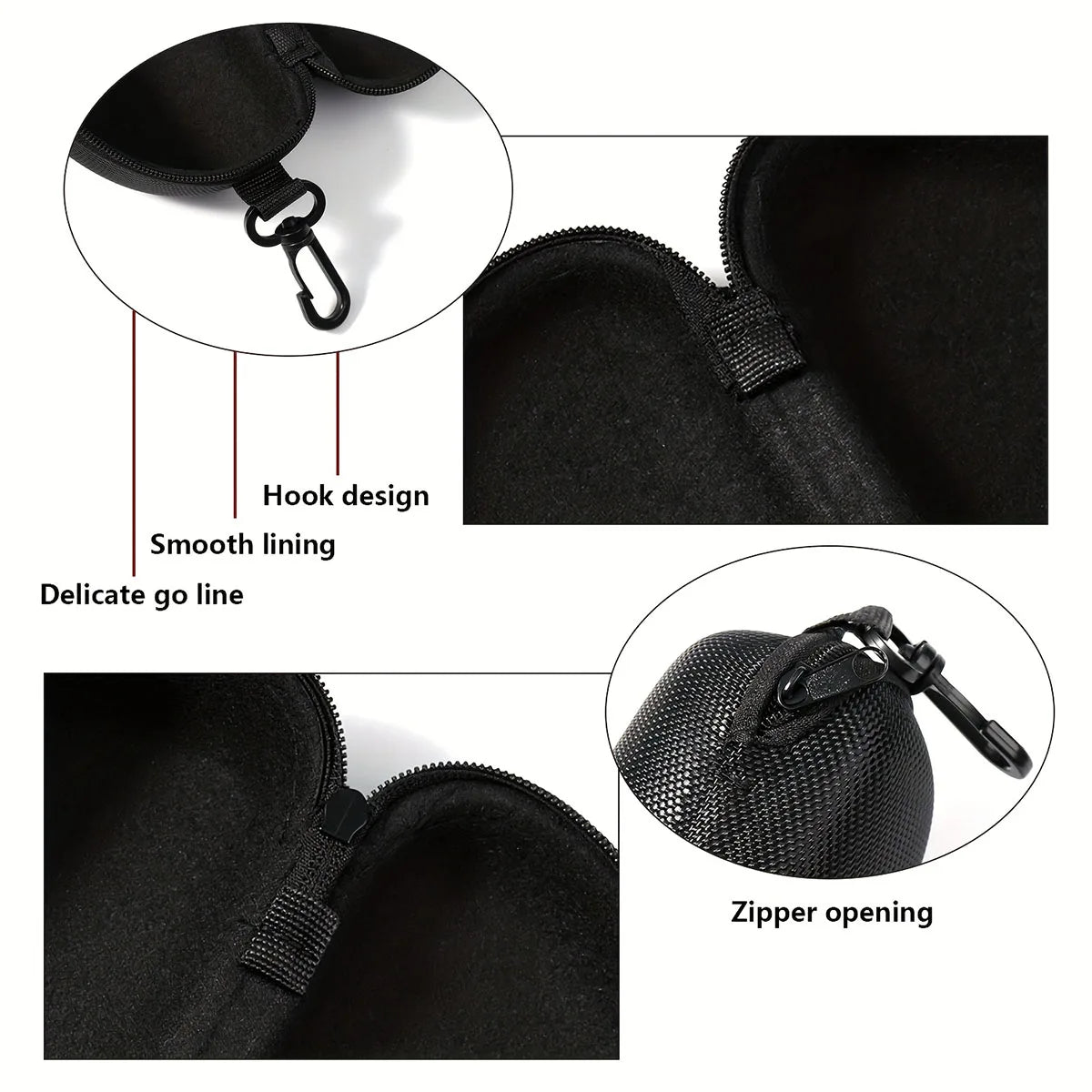 1PC Portable Zipper Style Glasses and Sunglasses Box Hard School Glasses Accessories Glasses Box with Hooks and Hooks Zipper
