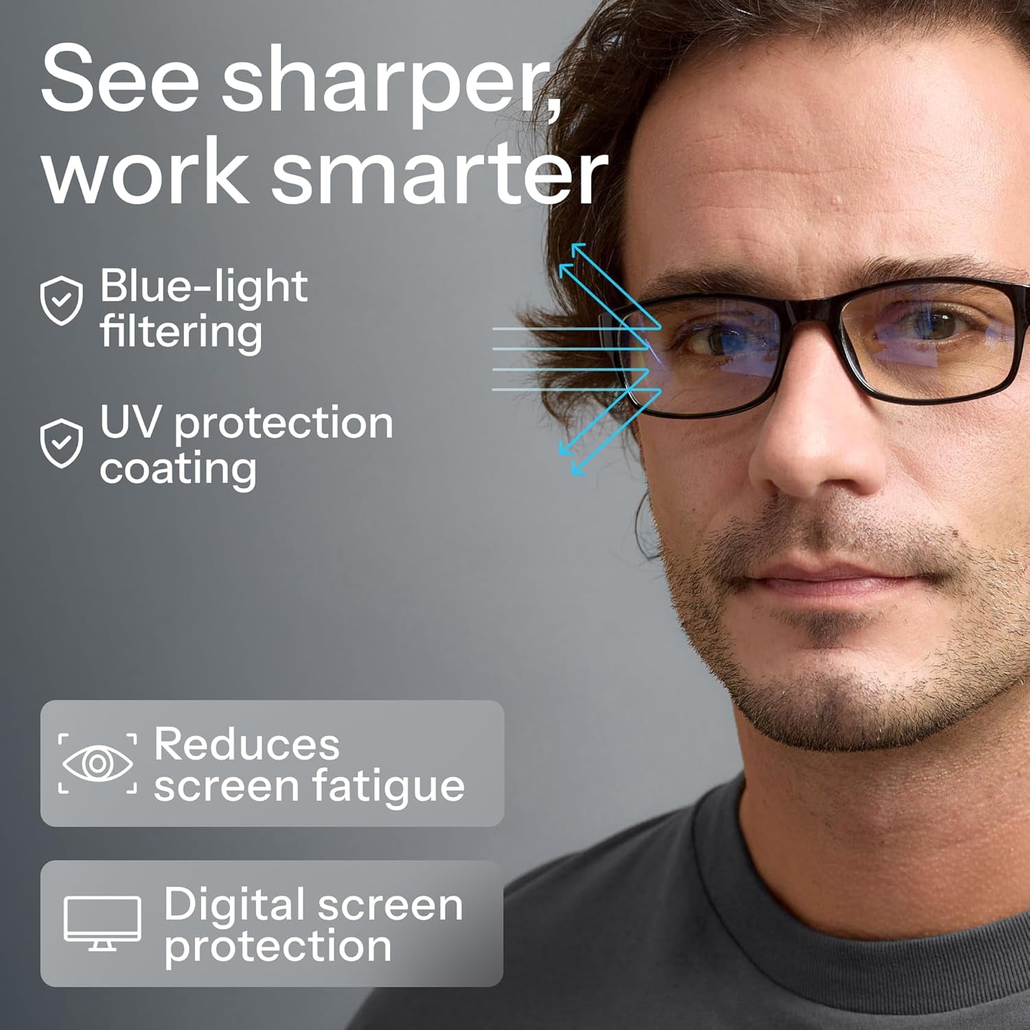 2.5 Professional Reading Glasses for All Day - Computer Readers with Blue Light Protection - Value Pack